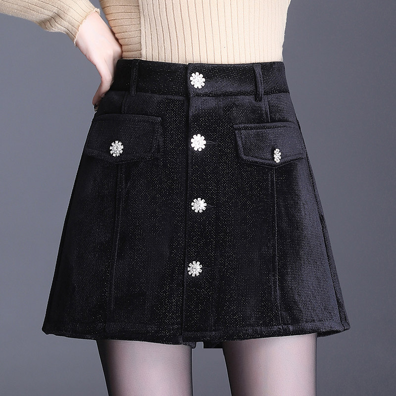 裙裤女2021新款韩版显瘦修身宽松灯芯绒阔腿短裤女秋冬高腰裤裙