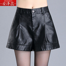 外穿显瘦高腰宽松阔腿皮裤 皮短裤 大码 秋冬季 A字小个子 女2025新款