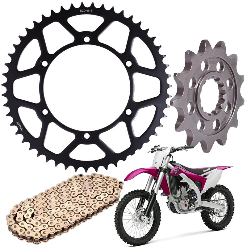适用摩托车川崎KX450F/X/R 06-24年链轮大小齿轮牙盘520套链盘条