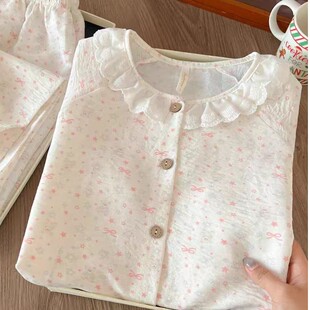 夏季薄款小清新女款睡衣长袖夏天100%全棉2026新款纯棉家居服套装
