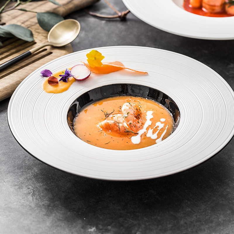 4英寸西餐草帽盘创意餐厅意境菜刺身摆盘简约法餐意面盘子