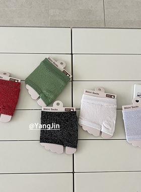 春夏季亮丝半掌袜个性人字拖袜子比基尼女袜红色韩风二趾袜