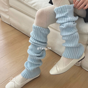纯色70cm长筒堆堆袜套简约韩风过膝秋冬保暖腿套y2k针织辣妹女袜
