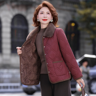 棉袄中老年人冬天外套 贵夫人洋气皮衣冬季 妈妈冬装 轻薄羽绒服短款