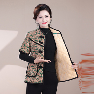 棉袄 棉服女马甲秋冬内胆加厚棉衣宽松马夹中袖 中老年人妈妈装 半袖