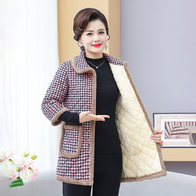 妈妈冬装中袖棉衣女中老年人保暖新款半袖马甲加绒加厚花色小棉袄