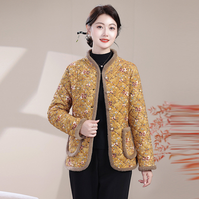 妈妈秋冬加绒加厚外套短款棉衣