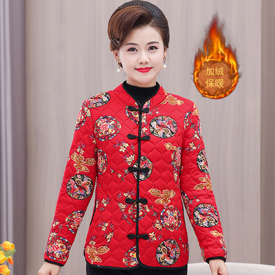 妈妈短款小棉衣加绒轻薄棉服