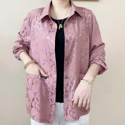 中老年链衫宽松薄款外套妈妈春装