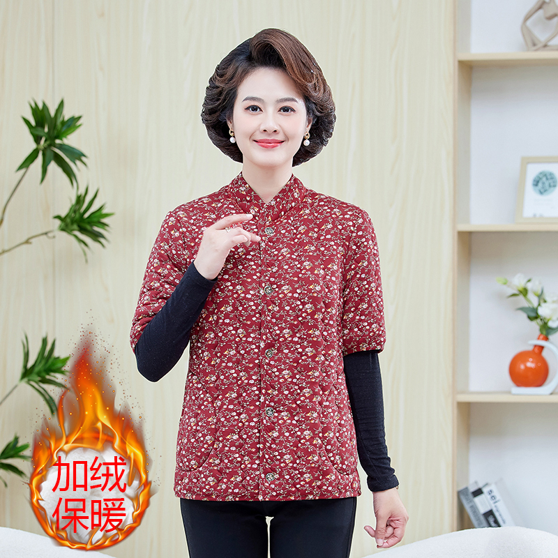 妈妈中袖小棉衣马甲加厚保暖