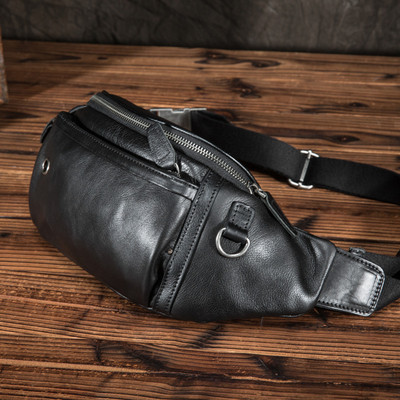 欧美风复古疯马皮休闲多功能腰包