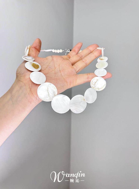 白色圆片仿贝壳项链女2026新款