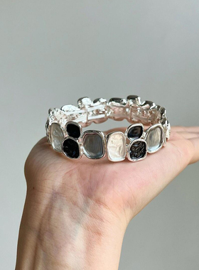 不规则方形拼接手镯女款独特复古