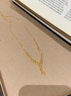 中古金色麦穗蕾丝流苏项链女款
