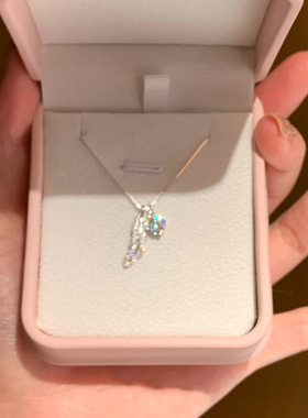 爆闪微镶羽毛仿碎钻项链时尚百搭