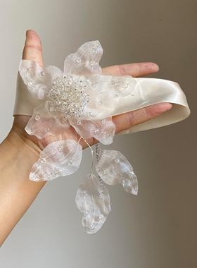 白色蕾丝花朵绑带项链女配饰百搭