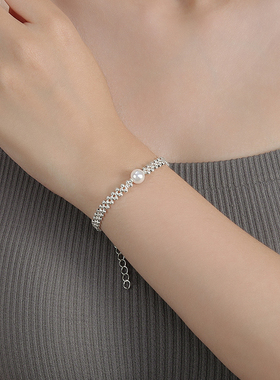 银珠编织珍珠手链女轻奢高级感