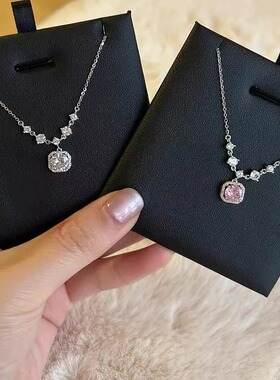 S925纯银小方糖项链女款