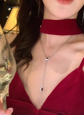 新年红钻蛇头项链~高级感锁骨链