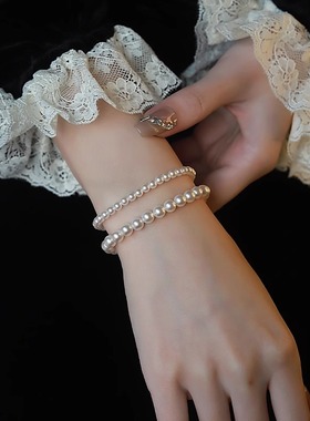 S925纯银小金珠珍珠手链女春夏季