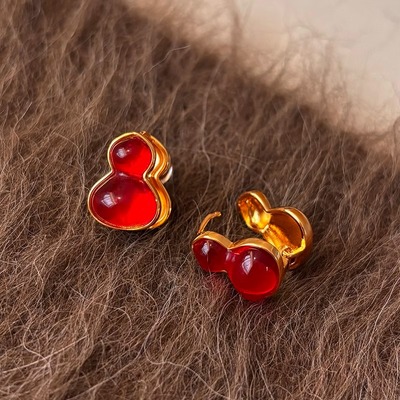 蛇年本命年红色耳钉~新年耳环