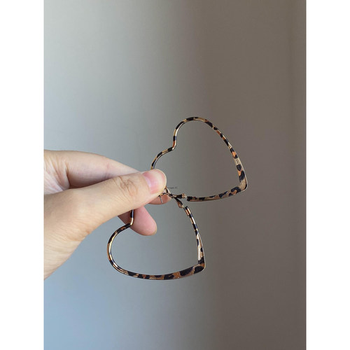 美式复古爱心豹纹大耳圈女