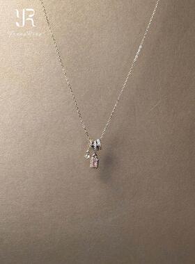 粉色方糖跑环项链女精致百搭颈链