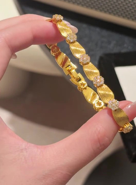 中古金色拉丝花朵缎带手链女款