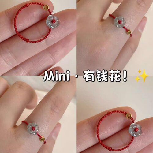 925银有钱花戒指女编织钱币指环