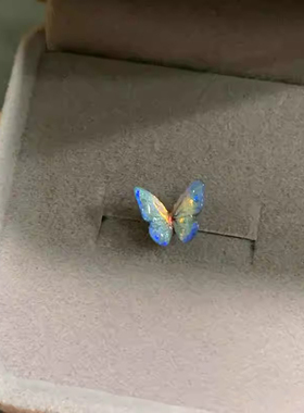 森系幻彩蓝色立体蝴蝶耳环女2026新款轻奢小众设计高级感耳钉耳饰