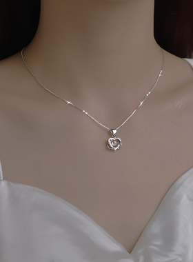925银跳动的心项链轻奢小众锁骨