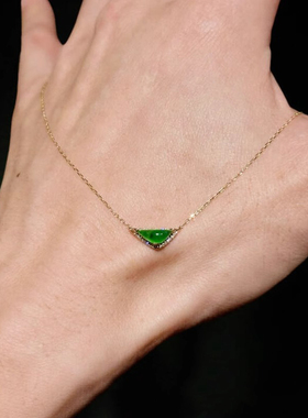 新中式三角仿玉髓项链女配饰