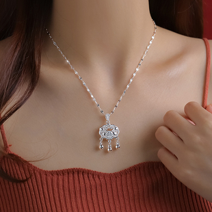 925纯银平安锁项链女轻奢小众2026新款潮长命锁吊坠简约气质颈链