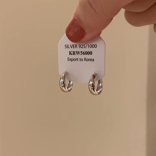 S925纯银素圈耳扣~几何耳饰