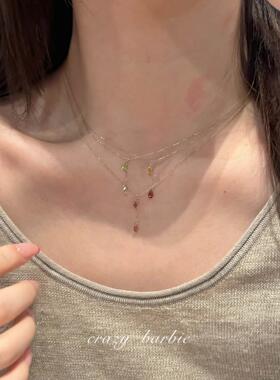 多巴胺彩色水滴叠戴吊坠项链颈链