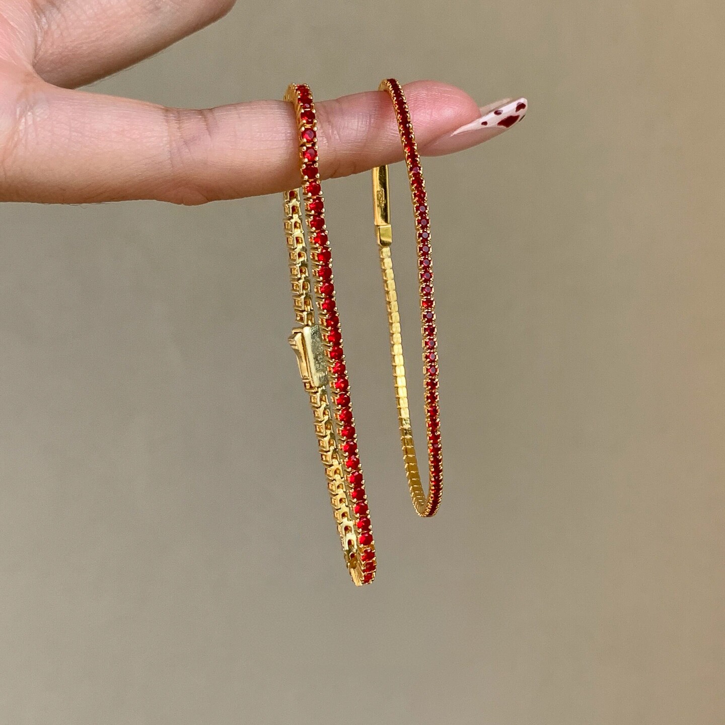 极细款仿红宝石手链女款轻奢小众精致高级感气质百搭新年红色手饰