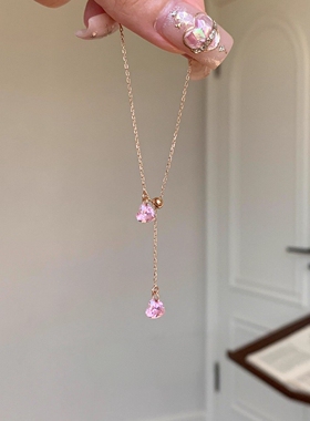 玫瑰金爱心流苏项链时尚气质颈链