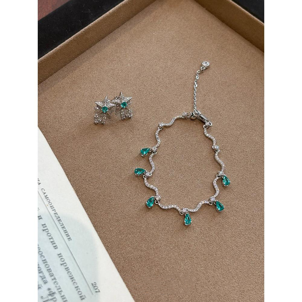 冰透仿蓝钻水滴手链女生款轻奢小众设计感精致高级感耳钉百搭耳饰,饰品/流行首饰/时尚饰品新,手链,淘宝优惠券,粉丝福利购,淘宝优惠卷