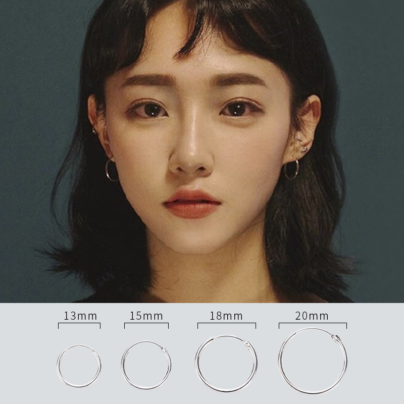 养耳洞纯银素圈耳扣潮女男耳钉