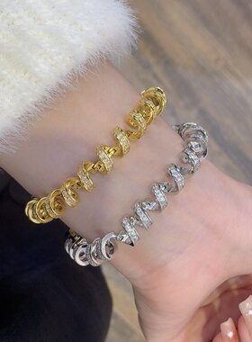 金色电话线手链女生轻奢小众精致