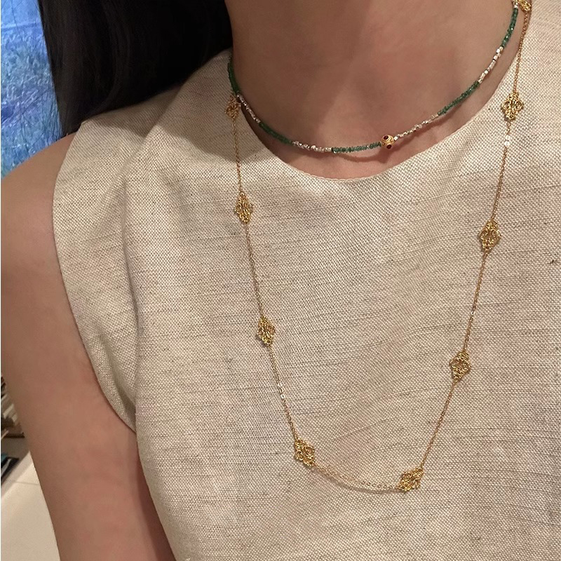 秋冬长款毛衣链~金色镂空项链