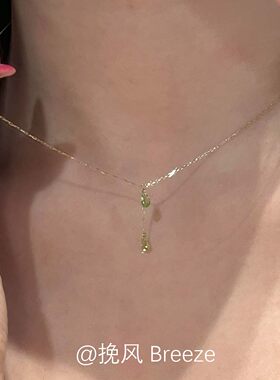 绿色水滴吊坠项链女2026新款