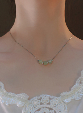 925纯银和田玉女轻奢小众锁骨链