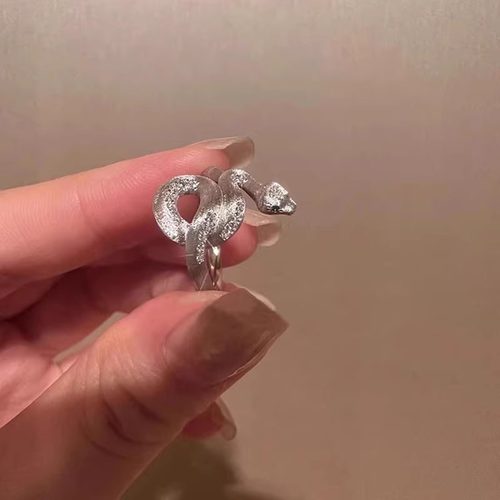 S925纯银拉丝缠绕灵蛇偏财戒指女