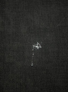 简约银色星星项链女小众颈链百搭