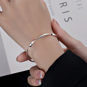 925纯银手镯女ins小众设计素圈莫比乌斯手镯首饰手环精致圣诞礼物