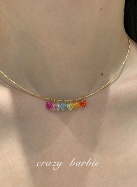 多巴胺爱心金色项链女2026新款