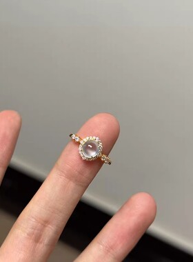 冰透仿玉髓蛋面戒指精致气质百搭