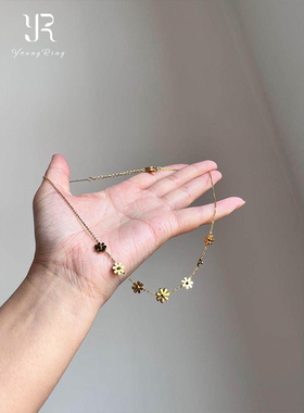 复古金色雏菊花朵项链女精致颈链