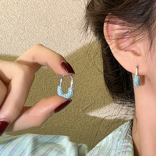 仿绿松石耳环2025新款爆款高级感耳钉女轻奢小众设计精致气质耳饰